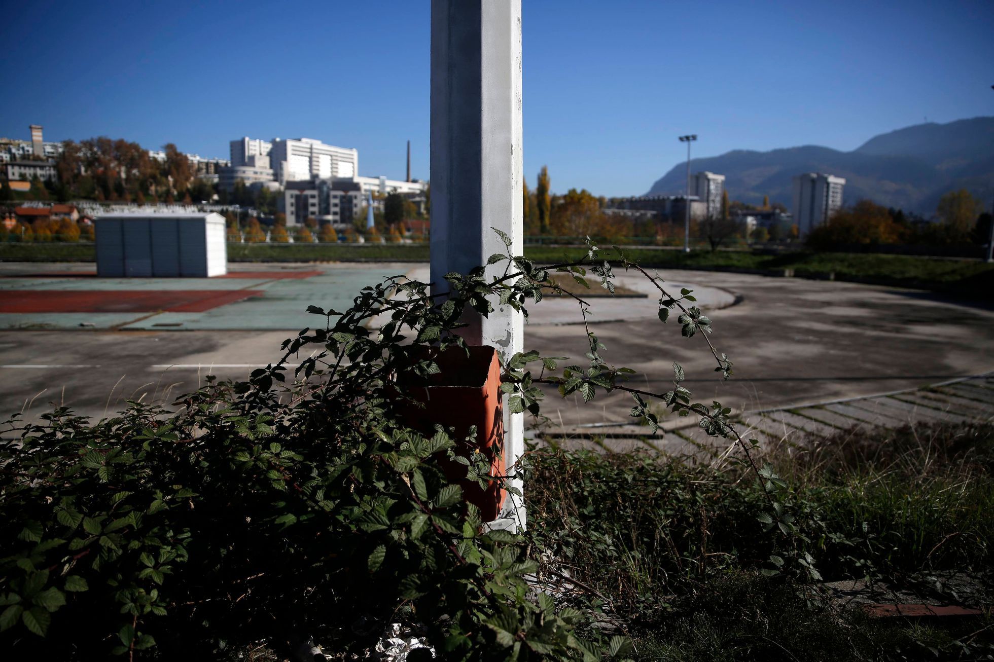 The derelict site of Zetra hall, the venue for the figure skating during the Winter Olympics in Sarajevo