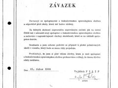 Dokument, ve kterém se předseda KSČM Vojtěch Filip zavazuje ke spolupráci s StB.