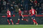 Češi slaví gól v utkání kvalifikace MS ve fotbale Česko - Estonsko