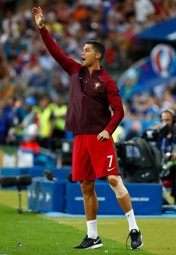 Portugal's Cristiano Ronaldo gives instructions from the sidelines