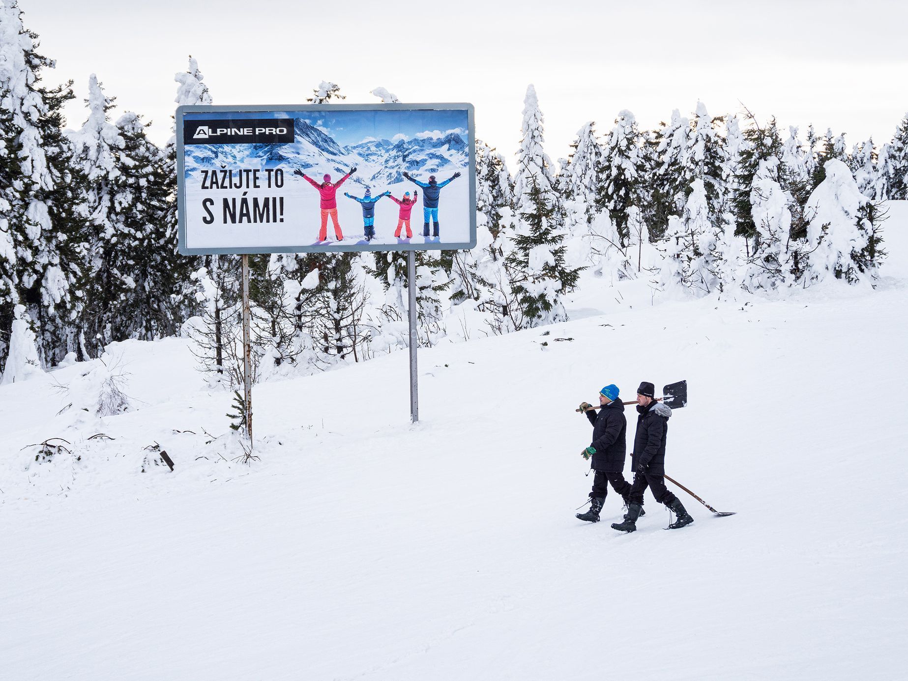 Koronavirus, leden 2021 - prázdné sjezdovky v Krušných horách, Klínovec