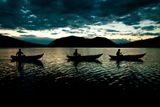Večerní projížďka na jezeře Frolicha. Snímek vznikl sloučením třech po sobě jdoucích expozic.
