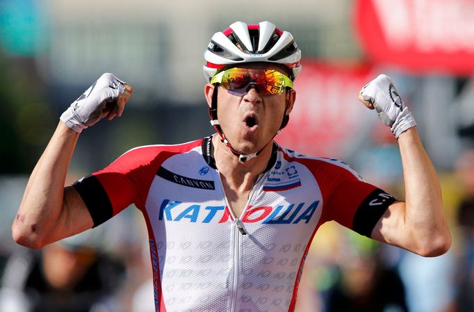 Alexander Kristoff se raduje z vítězství ve 12. etapě Tour de France 2014