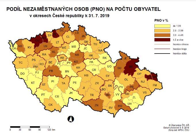 Podíl nezaměstnaných osob