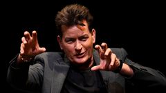 U.S. actor Charlie Sheen speaks during 'An Evening with Charlie Sheen' in London