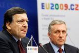 Na jaře 2009 však sleduje osud Topolánkovy vlády celá Evropa. Právě jeho tým předsedá od ledna do července Evropské unii. Na snímku Topolánek s José Manuelem Barrosou, předsedou Evropské komise.