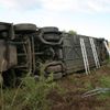 Převrácený autobus Student Agency u Lubence na Lounsku
