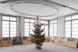 Na místě, kde ještě před sto lety měl svou kancelář zakladatel David Weinstein, je v období Vánoc ozdobený strom.