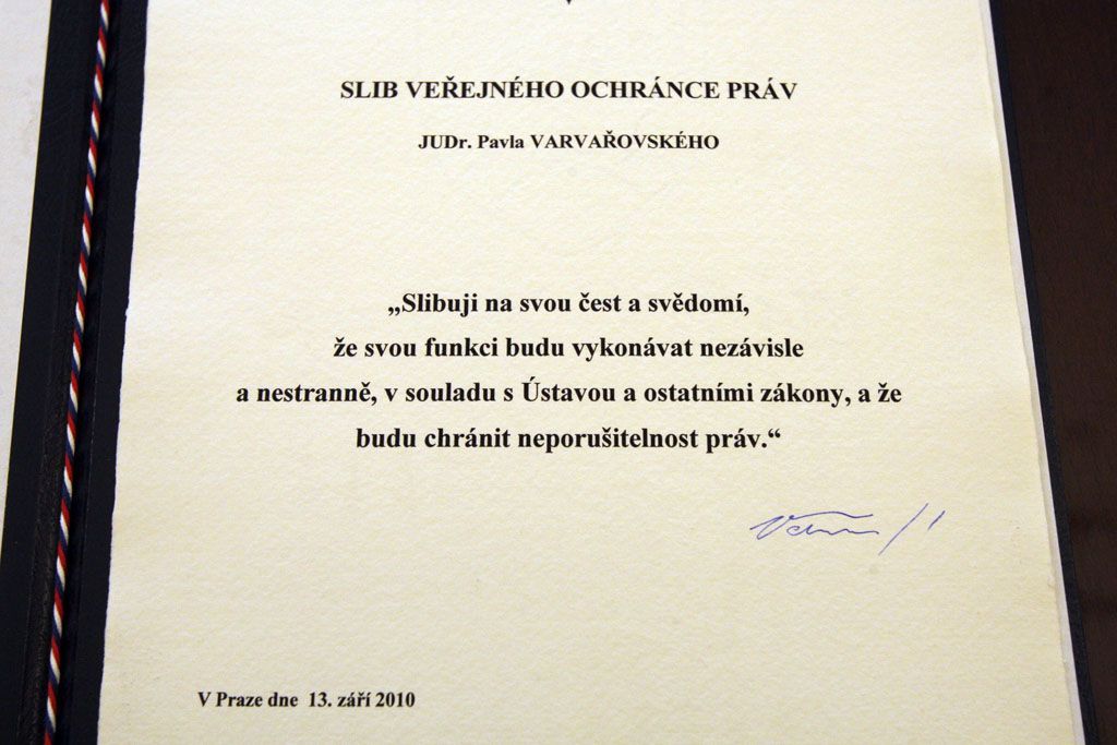 Pavel Varvařovský složil slib ombudsmana