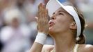 Nicole Vaidišová prožívá výhru nad Mauresmovou ve Wimbledonu