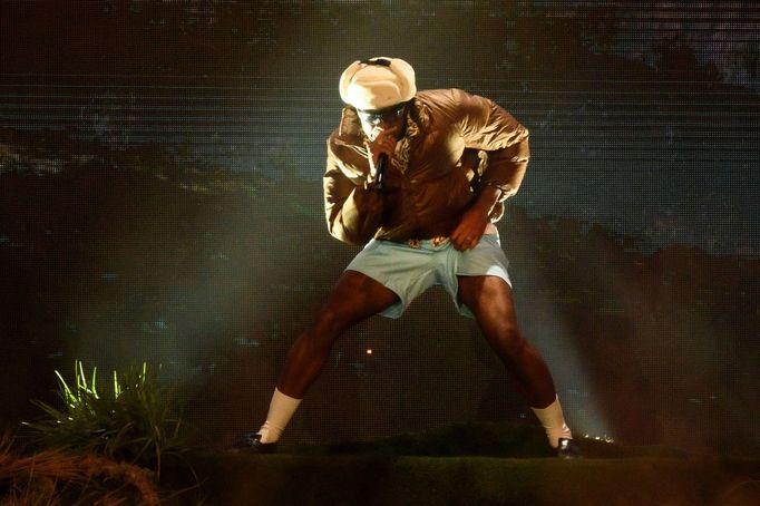 Raper Tyler, The Creator při vystoupení na dánském festivalu Roskilde v roce 2022.