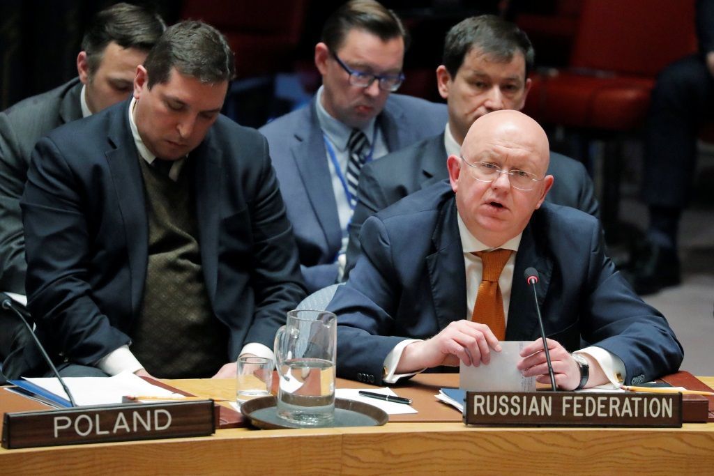 Ruský velvyslanec při OSN Vasilij Něbenzja