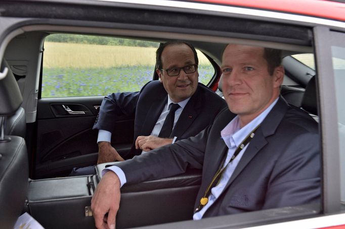 Prezident Hollande a Prudhomme na Tour de France 2014 (šestá etapa)