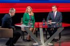 Pětačtyřicetiletá právnička porazila v březnovém druhém kole prezidentských voleb Maroše Šefčoviče, který kandidoval za vládní stranu Směr-SD. Snímek zachycuje předvolební debatu tehdejších soupeřů.