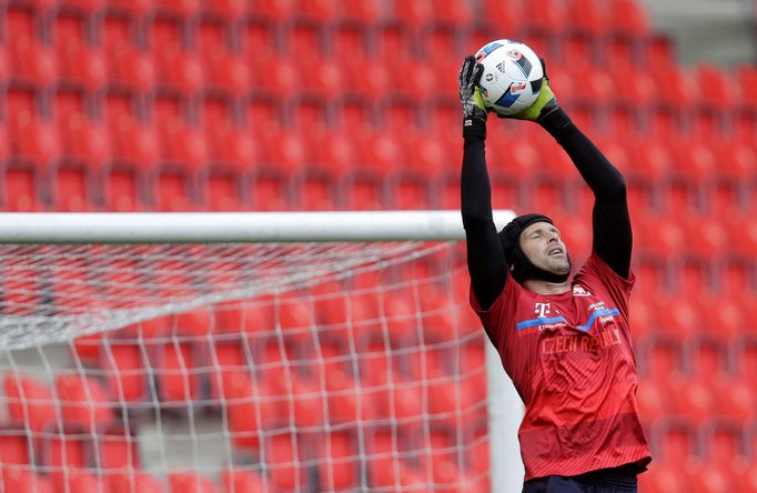 Petr Čech na tréninku české fotbalové reprezentace