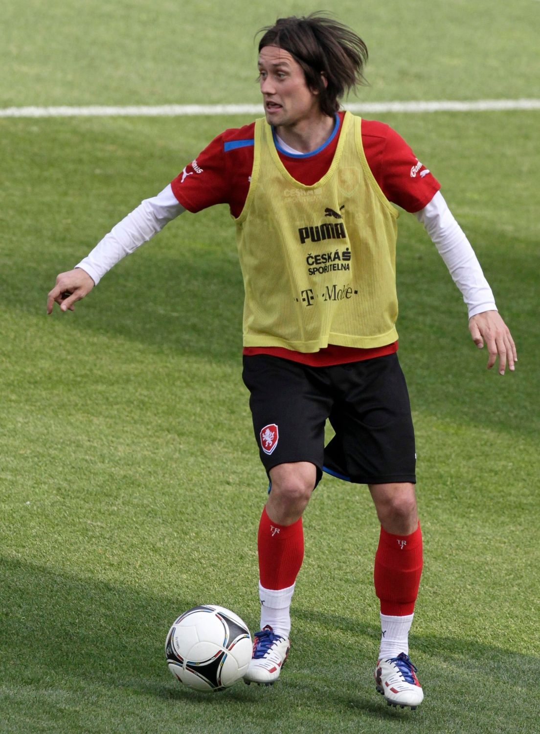 Tomáš Rosický, trénink českého národního týmu den před zápasem s Maďarskem.