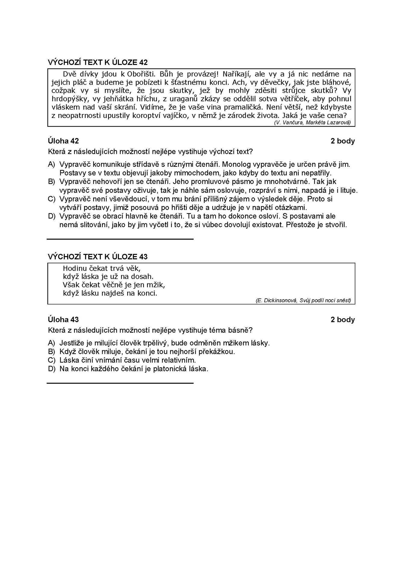 Státní maturita - vyšší obtížnost 17