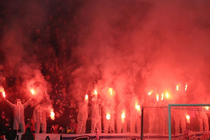 Fanoušci Plzně v zápase první ligy Plzeň - Slavia.