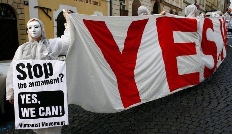 Obama v Praze - demonstrace na Staroměstském náměstí