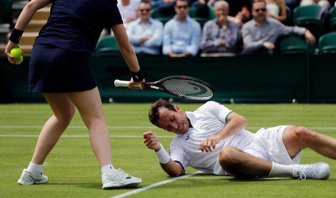 Radek Štěpánek v 1. kole Wimbledonu 2016.