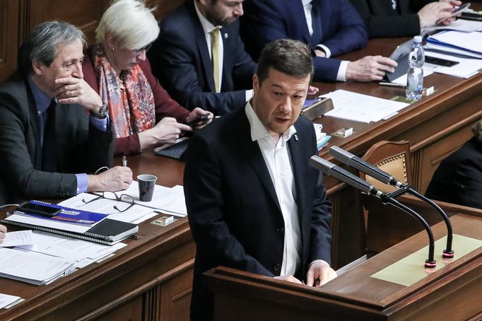 Tomio Okamura ze strany Svoboda a přímá demokracie (SPD) hovoří.