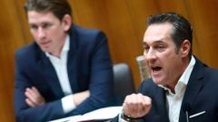File photo of Head of the FPOe Strache and Austria's Foreign and Integration Minister Kurz during a session of the parliament in Vienna