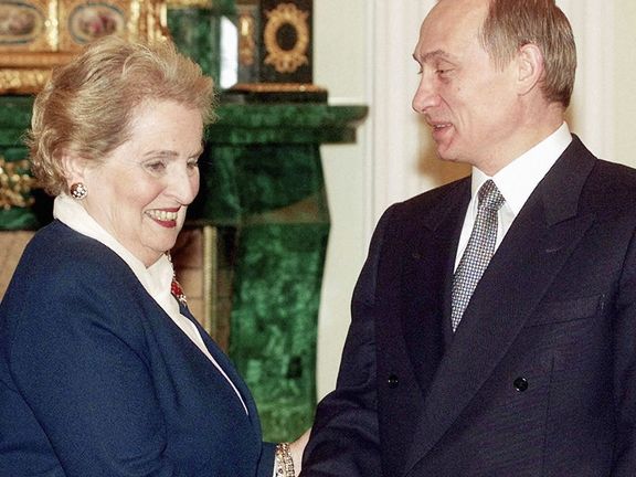 Madelaine Albrightová s Vladimirem Putinem.