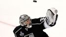 Los Angeles Kings goalie Jonathan Quick makes a save against the New York Rangers during the third period in Game 1 of their NHL Stanley Cup Finals hockey series in Los A