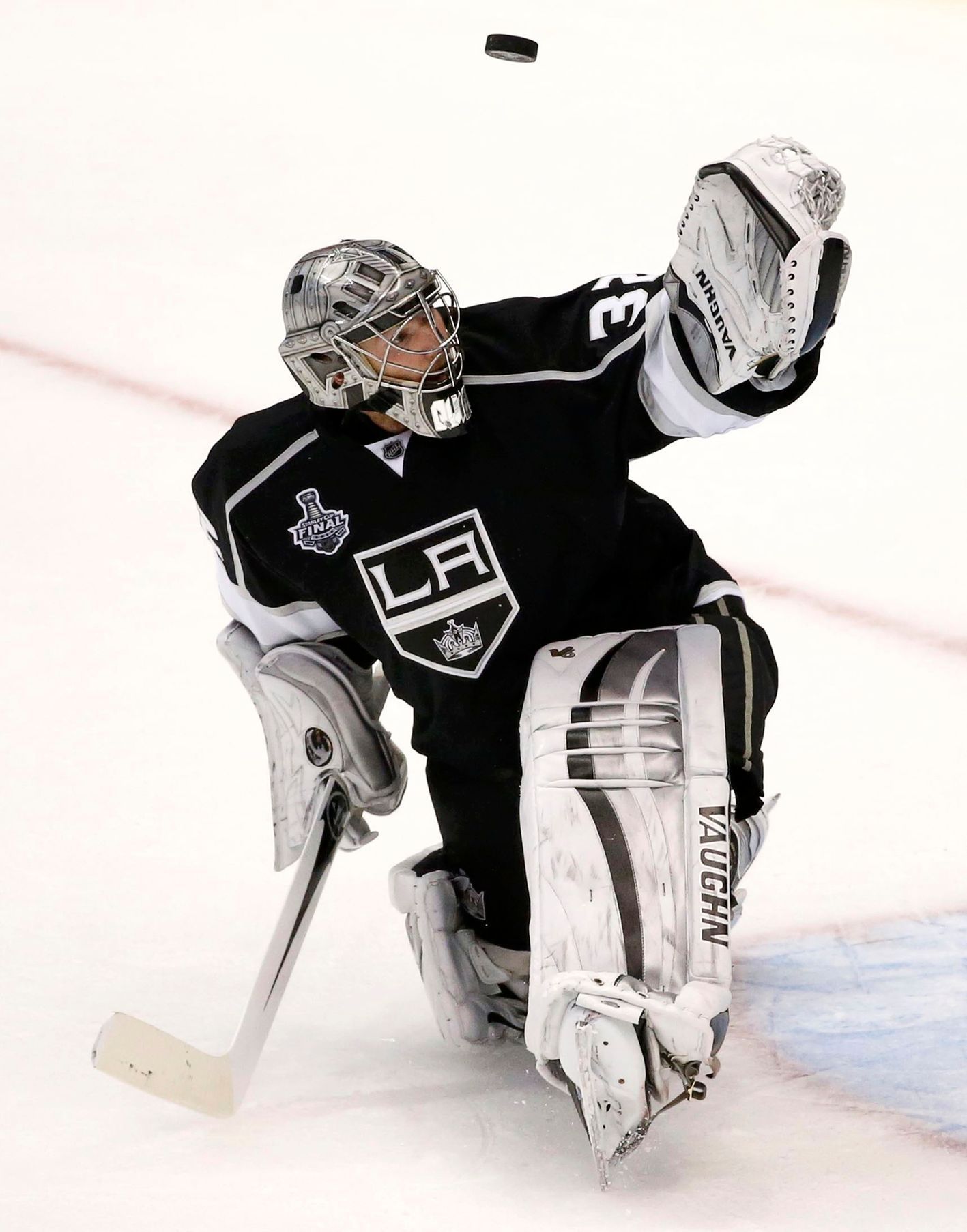 Kings goalie Quick makes a save against the Rangers during the third period in Game 1 of their NHL Stanley Cup Finals hockey series in Los Angeles