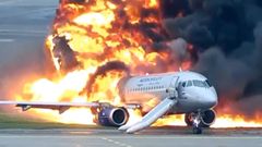 Hořící letoun Aeroflotu