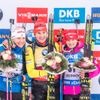 SP 2017-18 Oberhof, sprint Ž: Kaisa Mäkäräinenová, Anastasia Kuzminová, Veronika Vítková