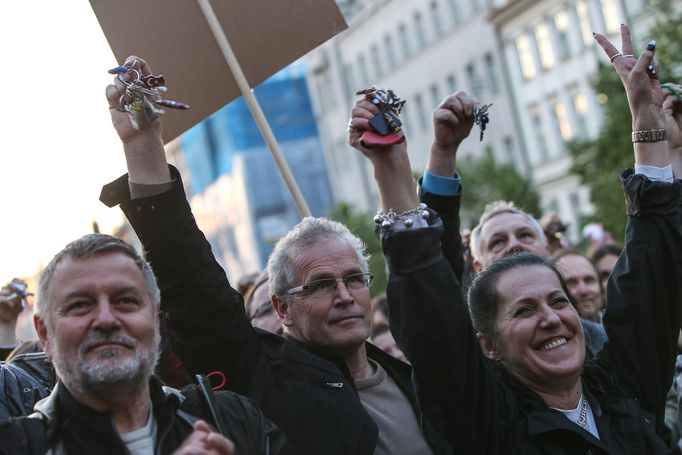 Demonstrace na Václavském náměstí.