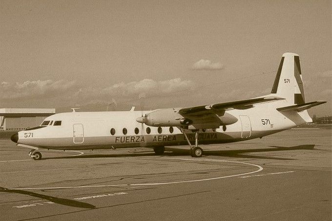Uruguayské letadlo, které se zřítilo s rugbisty v roce 1973. Snímek letounu z léta 1972.