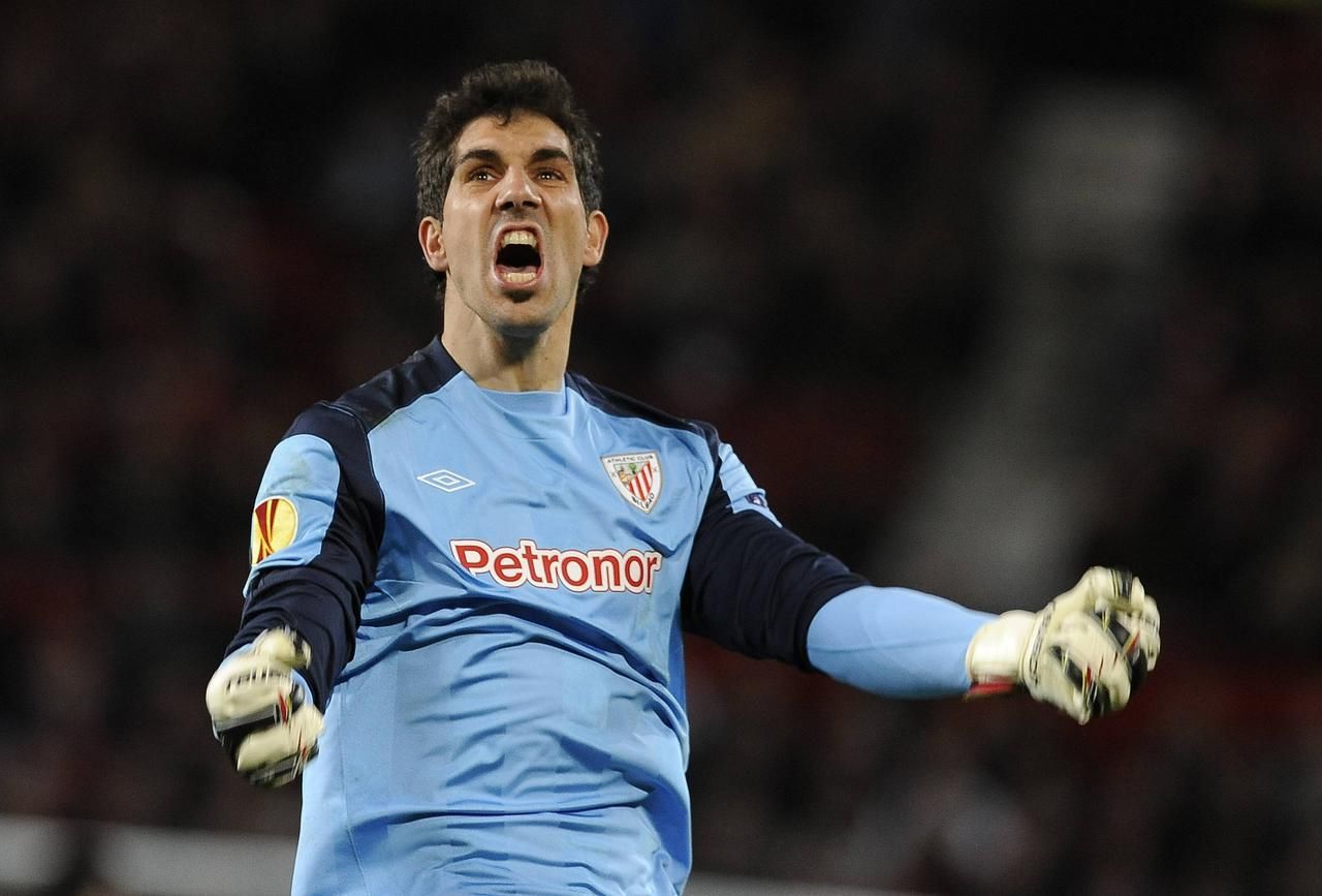 Evropská liga: Manchester United - Bilbao (Gorka Iraizoz, radost)