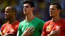 MS 2014, Argentina-Belgie: Vincent Kompany, Thibaut Courtois a Daniel Van Buyte