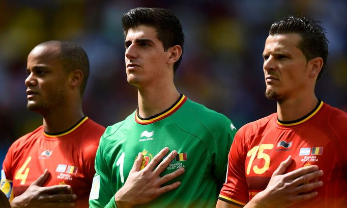 MS 2014, Argentina-Belgie: Vincent Kompany, Thibaut Courtois a Daniel Van Buyte