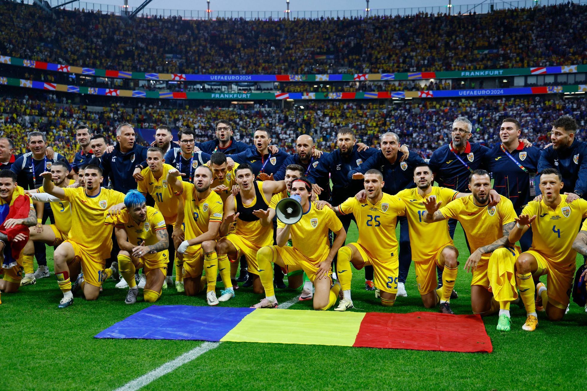 Rumuni slaví postup do osmifinále po zápase Eura 2024 Rumunsko - Slovensko