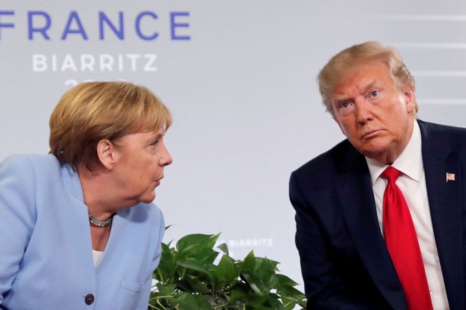 Kancléřka Merkelová a americký prezident Donald Trump.