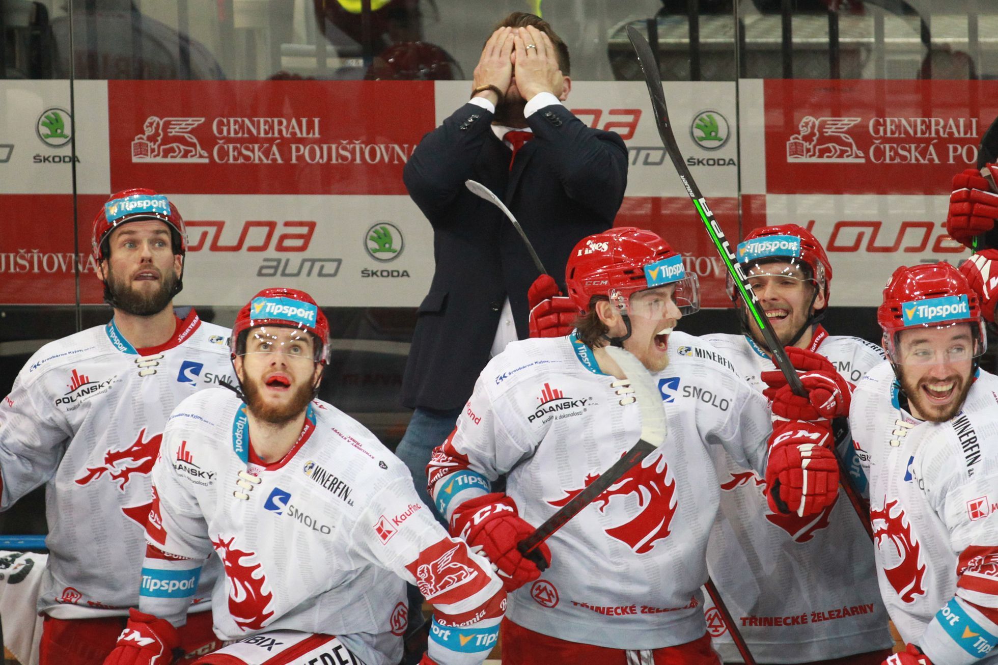 hokej, extraliga 2021/2022, finále, 6. zápas, Sparta - Třinec, oslavy Třince