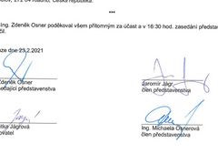 Podpis Jaromíra Jágra na zápisu, díky kterému se stal místopředsedou představenstva stavební firmy Energie.