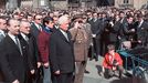 Prezident ČSSR Ludvík Svoboda na III. hradního nádvoří Pražského Hradu krátce po svém zvolení do úřadu. 30. 3. 1968