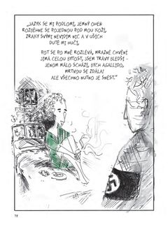 Ukázka z komiksu Tři útěky Hanny Arendtové.