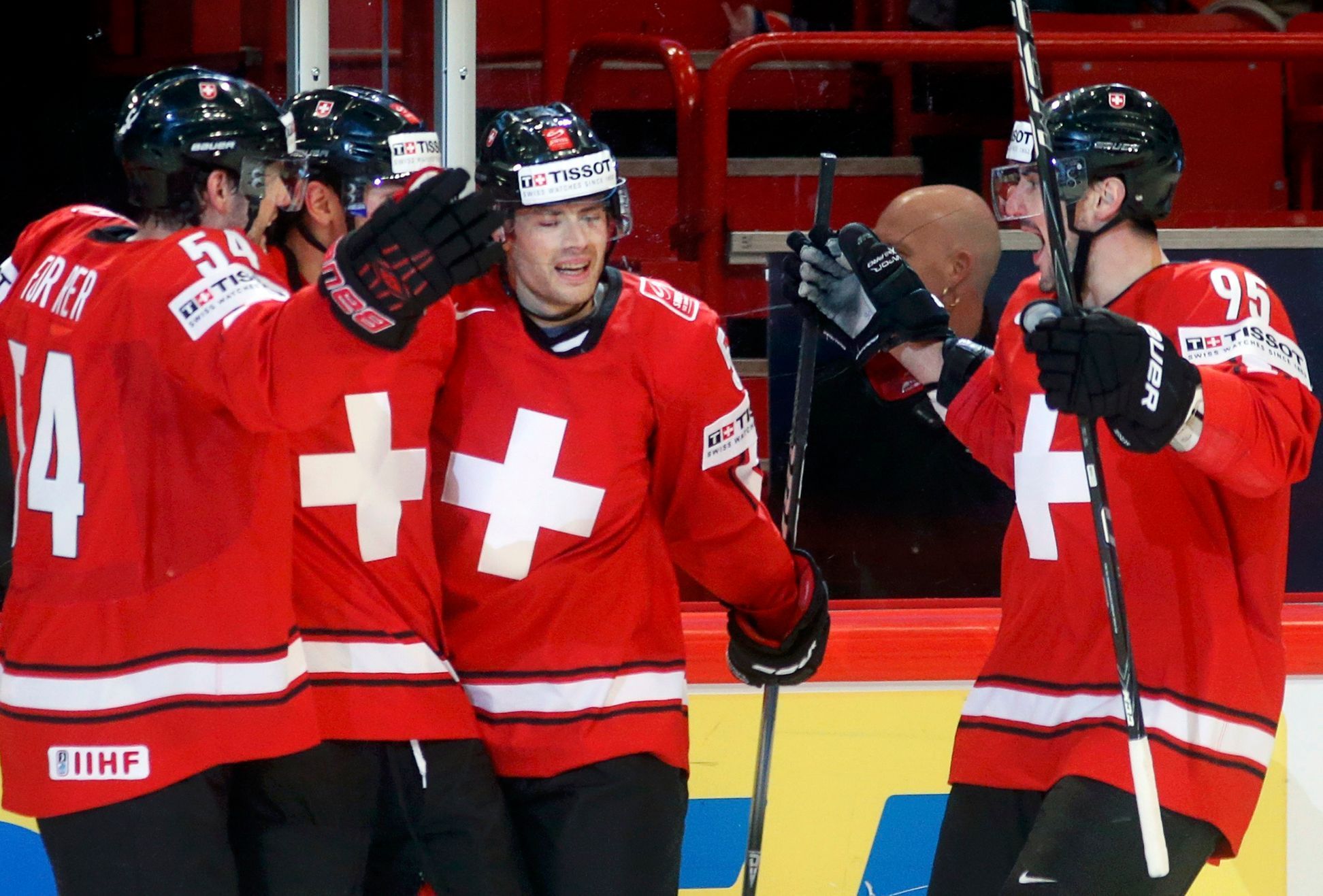 MS v hokeji 2013, Kanada - Švýcarsko: Švýcaři slaví gól na 0:1