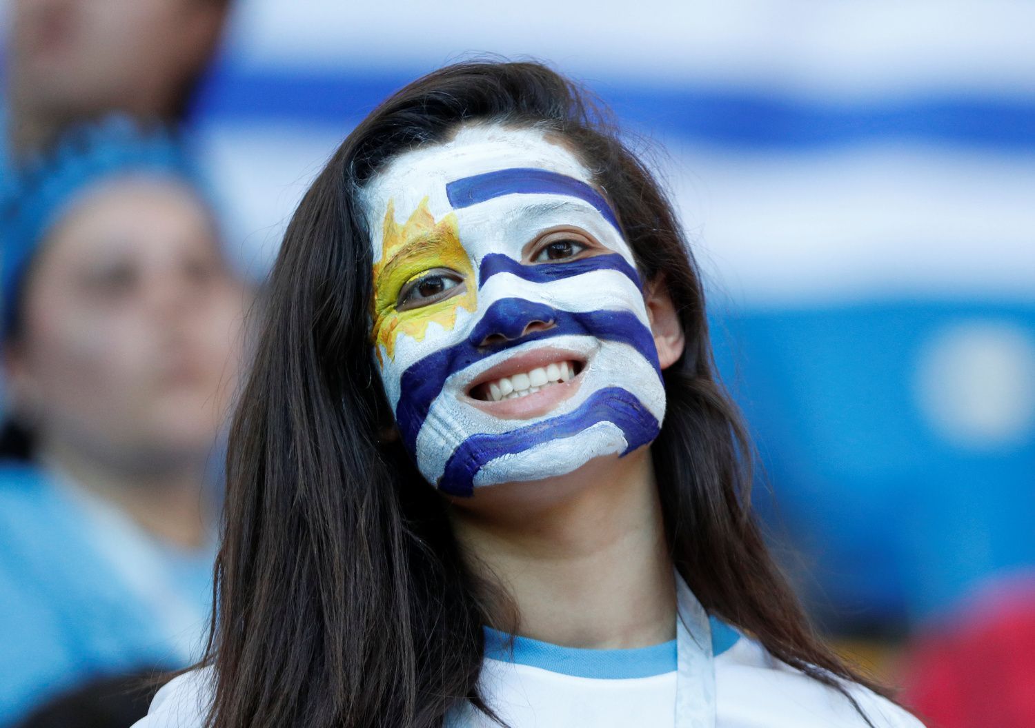 Uruguayské fanynky na zápase zápase Uruguay - Saúdská Arábie na MS 2018