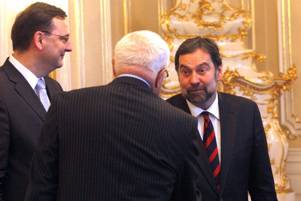 Zástupci trojkoalice u prezidenta Václava Klause