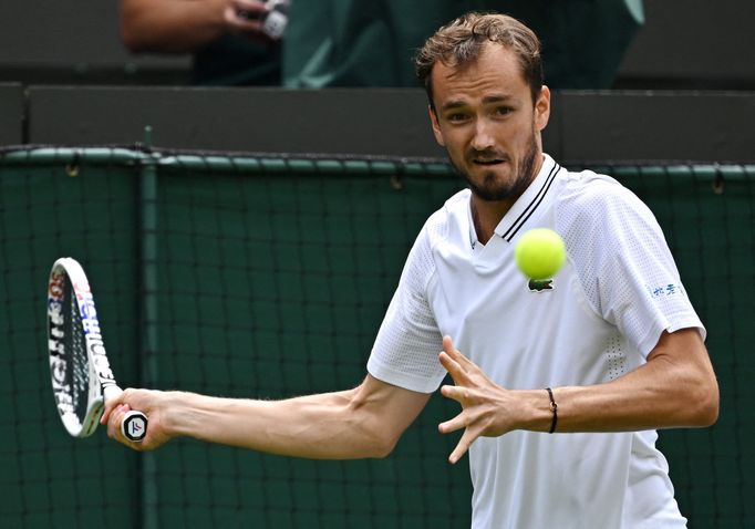 Daniil Medveděv v osmifinále Wimbledonu 2023.