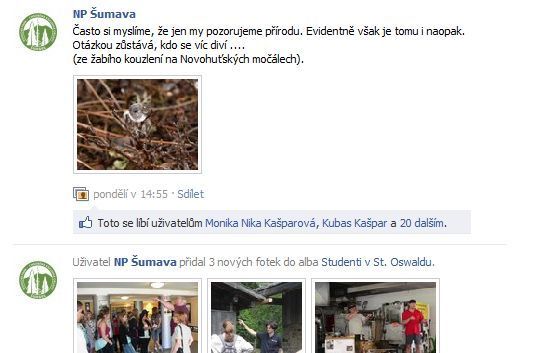 Pozitivní zprávy o Šumavě na Facebooku