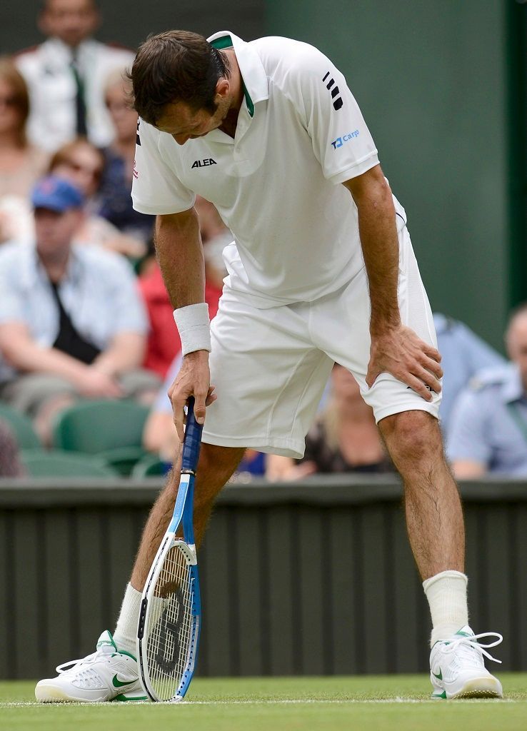 Radek Štěpánek během utkání Wimbledonu 2012