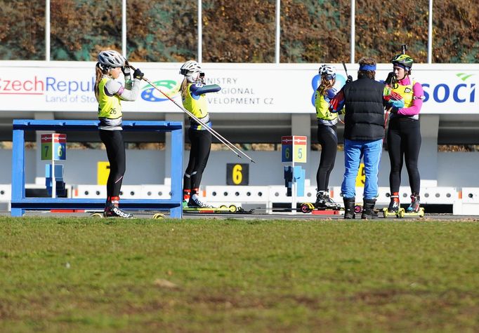 Téměř měsíc před  startem SP v Novém Městě na Moravě se po Vysočina Areně prohánějí biatlonisté na kolečkových lyžích.