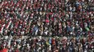 Faithful attend during a canonization mass led by Pope Francis in Saint Peter's Square at the Vatican May 12, 2013. The Pope will lead a mass on Sunday for candidates for sainthood Antonio Primaldo, Mother Laura Montoya and Maria Guadalupe Garcia Zavala.